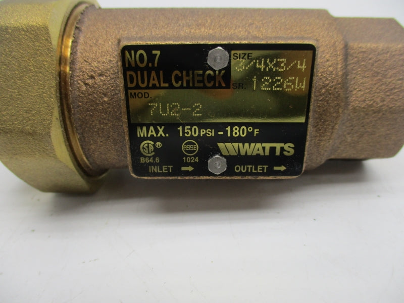 WATTS 3/4X3/4-7U2-2 150PSI 180'F NSNP