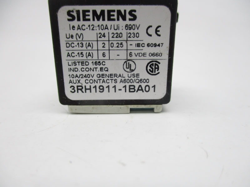 SIEMENS 3RH1911-1BA01 240V 10A NSNP