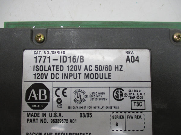 ALLEN BRADLEY 1771-ID16 SER. B 120VAC NSNP