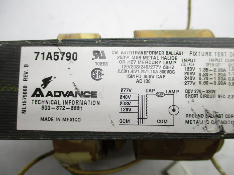 AADVANCE 71A5790 277V 0.60-0.90A UNMP
