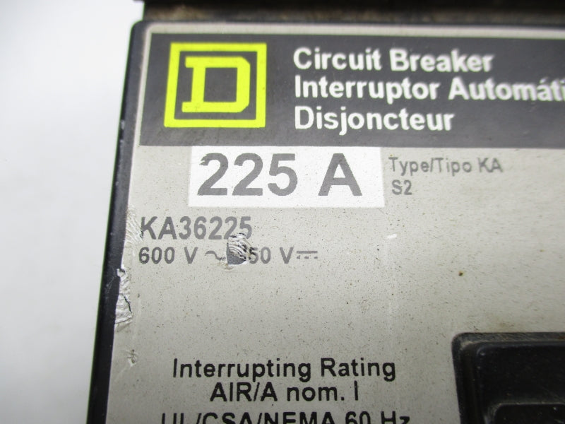 SQUARE D KA36225 600V 225A UNMP