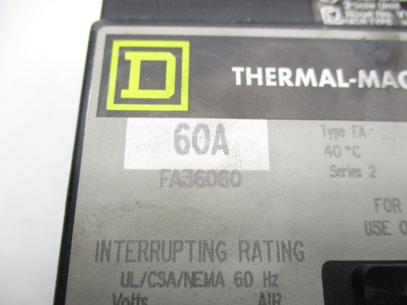 SQUARE D FA36060 600VAC 60A NSNP