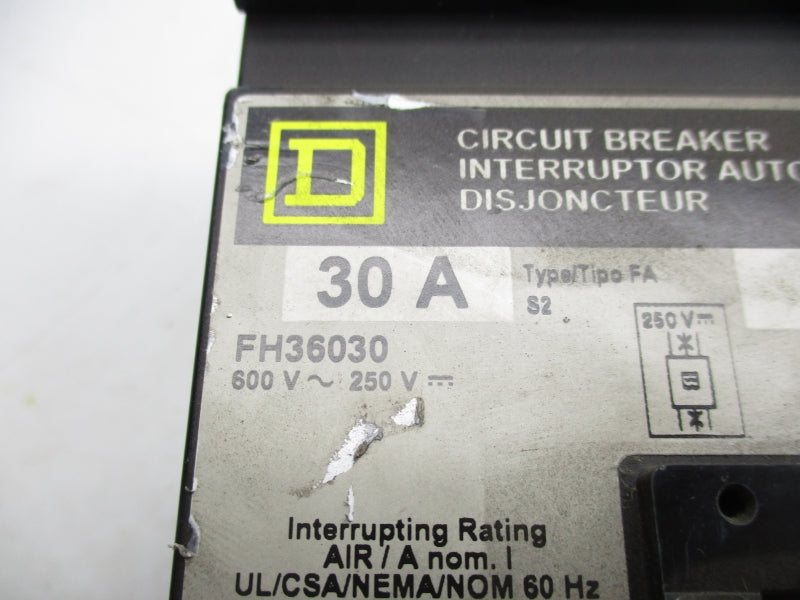 SQUARE D FH36030 600V 30A (AS PICTURED) NSNP