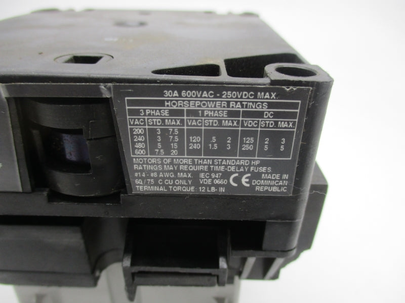 ALLEN BRADLEY 194R-NJ030P3 SER. B 600VAC 30A (AS PICTURED1) UNMP