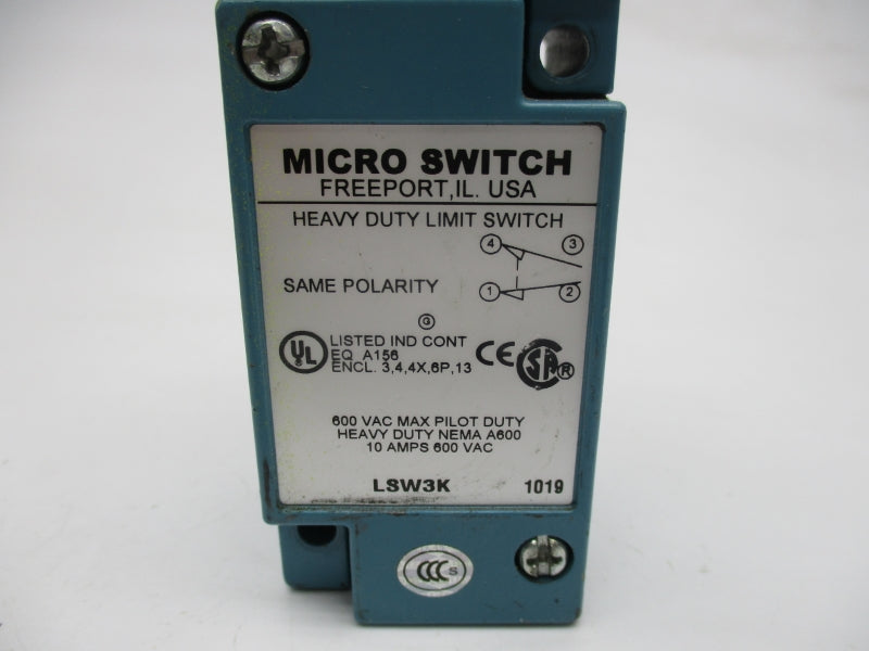 MICRO SWITCH LSW3K 600VAC 10A UNMP