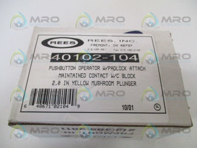REES 40102-104 YELLOW PUSHBUTTON OPERATOR PADLOCK ATTACH *NEW IN BOX*