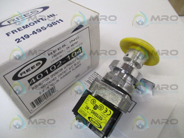 REES 40102-104 YELLOW PUSHBUTTON OPERATOR PADLOCK ATTACH *NEW IN BOX*