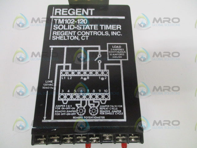 REGENT CONTROLS TM102-120 SOLID-STATE REPEAT CYCLE AC TIMER *NEW NO BOX*