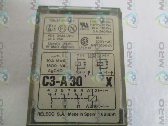 RELECO C3-A30X RELAY 12VDC *USED*