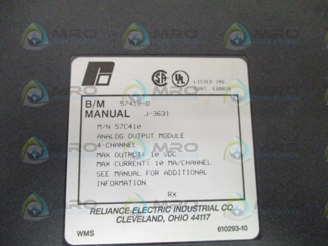 RELIANCE ELECTRIC 57410-D ISOLATED ANALOG OUTPUT MODULE *USED*