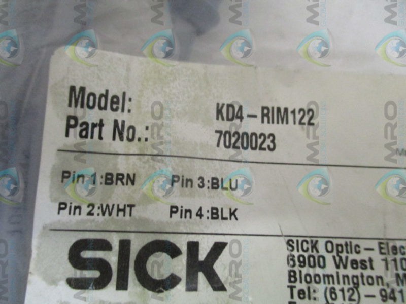 SICK KD4-RIM122 7020023 MOLDED CORDSET *NEW IN FACTORY BAG*