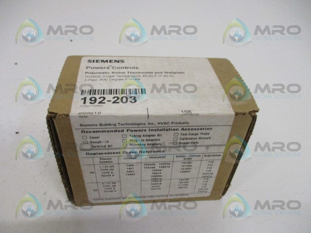 SIEMENS POWERS 192-203 PNEUMATIC ROOM THERMOSTAT AND WALLPLATE *FACTORY SEALED*