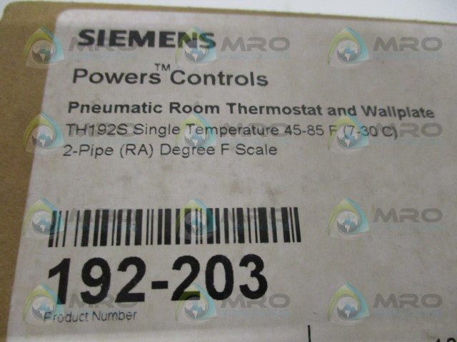 SIEMENS POWERS 192-203 PNEUMATIC ROOM THERMOSTAT AND WALLPLATE *FACTORY SEALED*