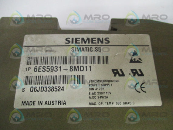 SIEMENS SIMATIC 6ES5931-8MD11 POWER SUPPLY *USED*