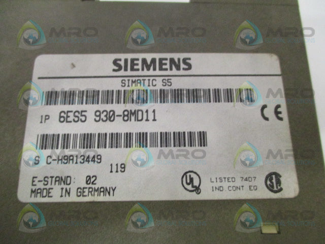 SIEMENS SIMATIC S5-100U 6ES5930-8MD11 POWER SUPPLY *USED*