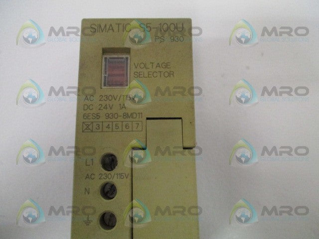SIEMENS SIMATIC S5-100U 6ES5930-8MD11 POWER SUPPLY *USED*