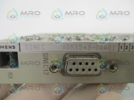 SIEMENS SINEC L2 6GK1543-0AA01 COMMUNICATION PROCESS MODULE  *USED*