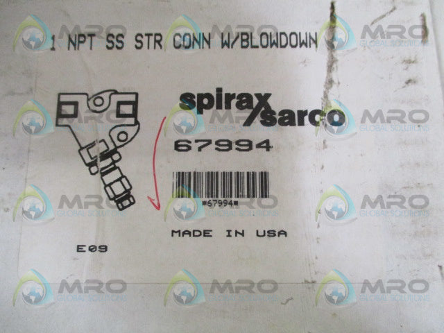 SPIRAX SARCO 67994 STRAINER CONNECTOR W/ BLOWDOWN 1" *NEW IN BOX*