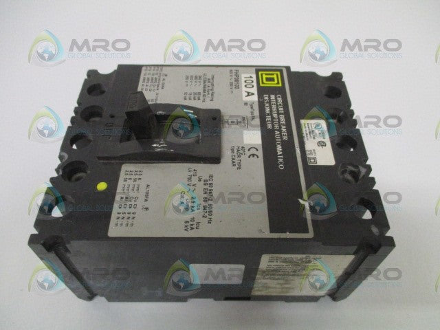SQUARE D FHP36100 CIRCUIT BREAKER 100A *USED*