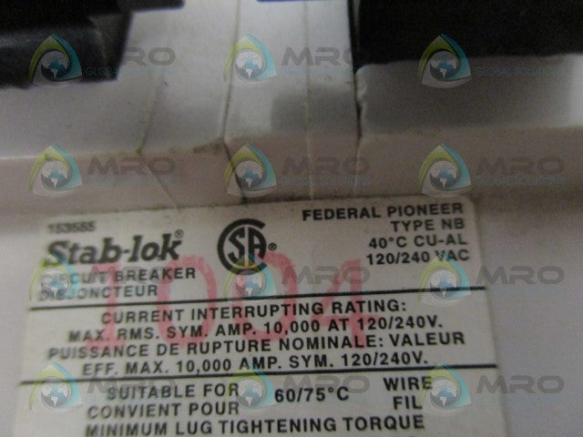 STAB-LOK NB220 CIRCUIT BREAKER 20A *USED*