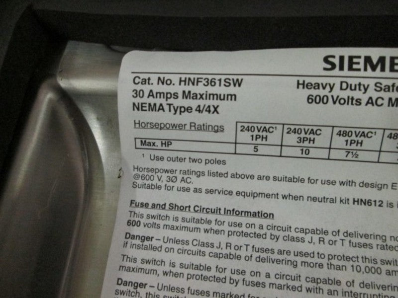 Siemens HNF361SW NSFP ** GENUINE ** Furnas