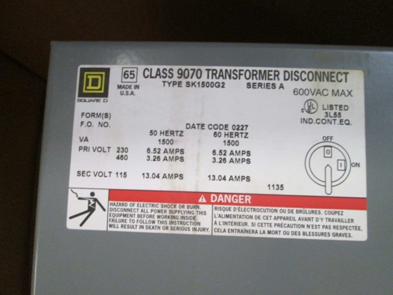 Square D 9070SK1500G2D1 NSFP * GENUINE * 9070 SK1500 G2D1