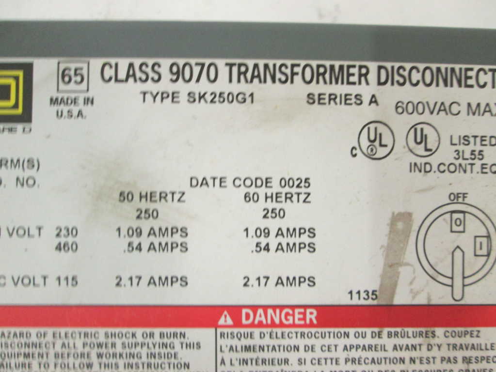 Square D 9070SK250G1 NSNP **GENUINE** 9070 SK250G1