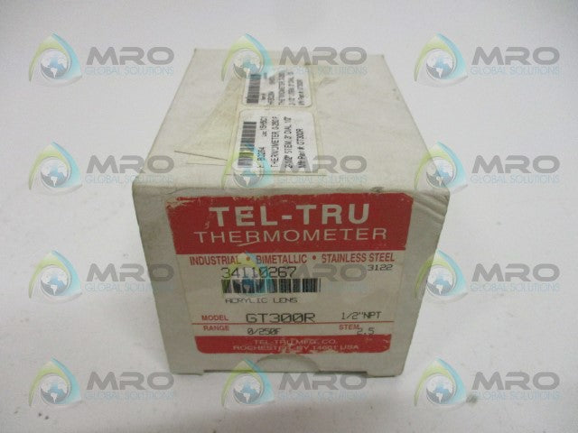 TEL-TRU GT300R BIMETAL THERMOMETER 0/250F 2.5" STEM *NEW IN BOX*