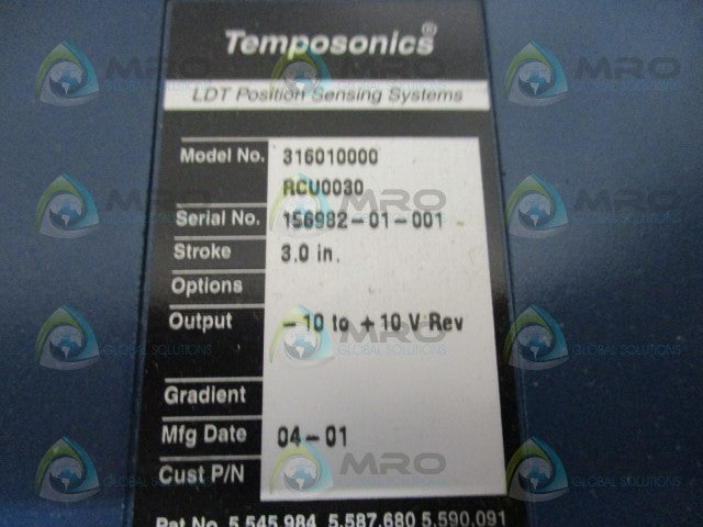 MTS TEMPOSONICS 316010000-RCU0030 POSITION SENSING SYSTEMS -10-+10V *NEW NO BOX*