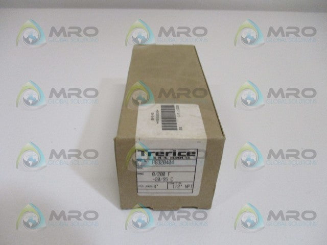 TRERICE B8320404 BI-METAL THERMOMETER 0/200F  STEM 4" *NEW IN BOX*