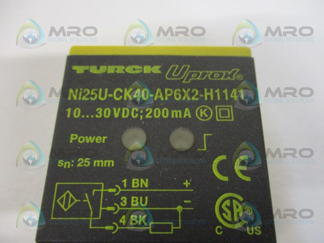 TURCK UPROX Ni25U-CK40-AP6X2-H1141 25MM INDUCTIVE PROXIMITY SWITCH *NEW IN BOX*