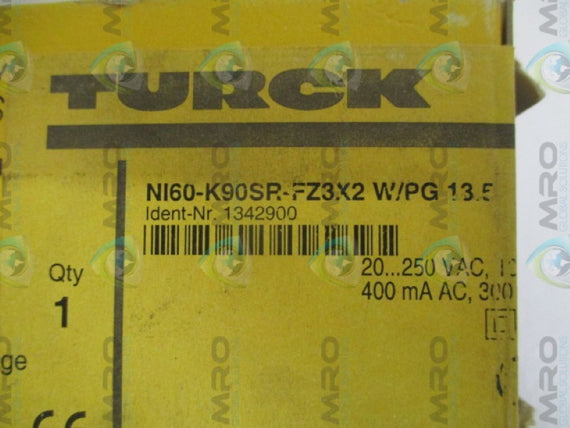 TURCK NI60-K90SR-FZ3X2-W/PG13.5 PROXIMITY SENSOR *NEW IN BOX*
