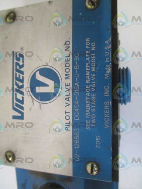 VICKERS DG4S4-016A-U-B-60 PILOT VALVE *USED*