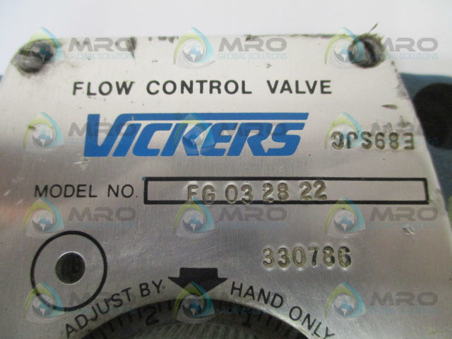 VICKERS FG032822 FLOW CONTROL VALVE *USED*