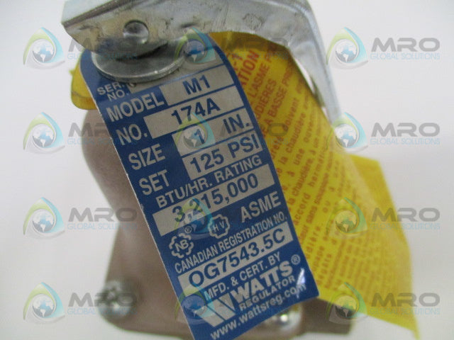 WATTS 0274855 M1 1-174A-125 PRESSURE RELIEF VALVE 125 PSI 1" *NEW IN BOX*