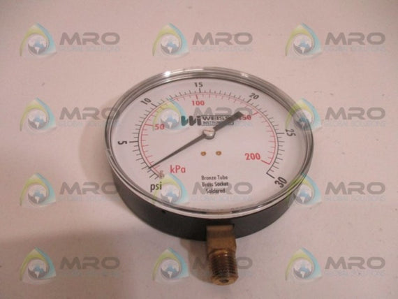 WEISS 4CTS PRESSURE GAUGE 0-30 PSI 0-200 kPa *NEW IN BOX*