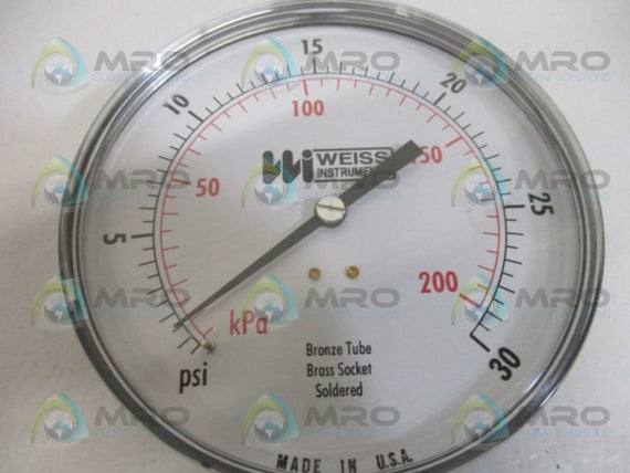 WEISS 4CTS PRESSURE GAUGE 0-30 PSI 0-200 kPa *NEW IN BOX*