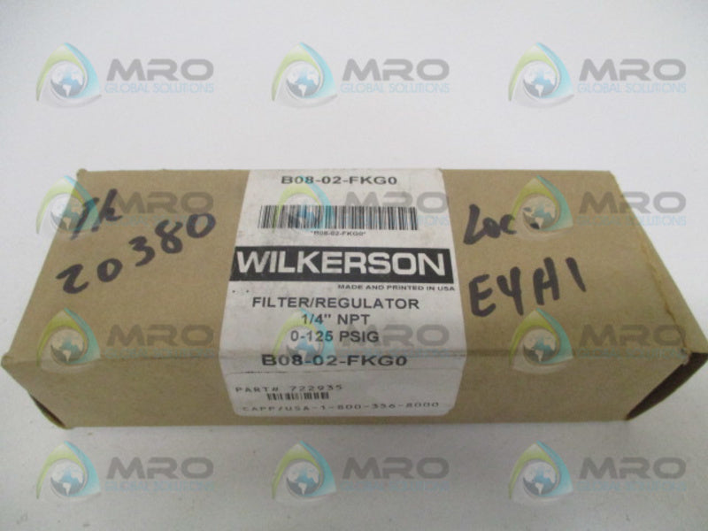 WILKERSON B08-02-FKG0 FILTER/REGULATOR 1/2" NPT 0-125PSIG *NEW IN BOX*
