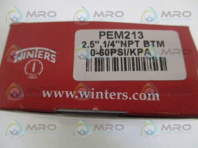 WINTERS PEM213 0-60PSI/KPA PRESSURE GAUGE *NEW IN BOX*