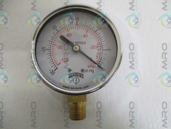 WINTERS PEM210 PRESSURE GAUGE -30 inHG / -100 KPA *NEW IN BOX*
