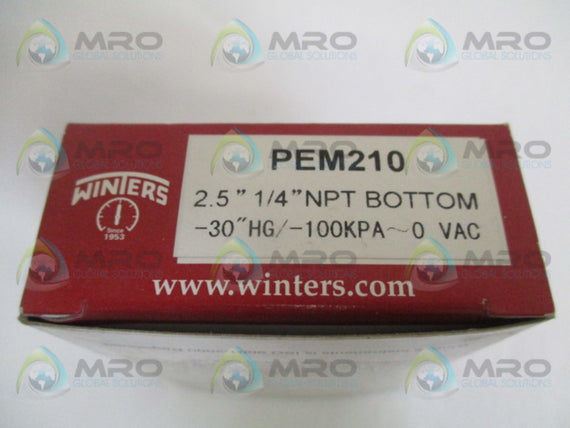 WINTERS PEM210 PRESSURE GAUGE -30 inHG / -100 KPA *NEW IN BOX*