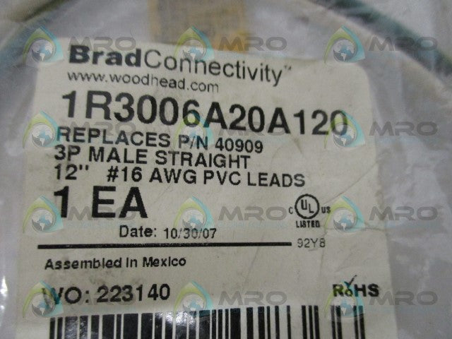 DANIEL WOODHEAD 40909 1R3006A20A120 CONNECTOR *NEW IN FACTORY BAG*