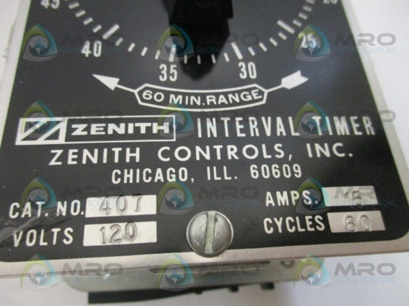 ZENITH CONTROLS 407 INTERVAL TIMER 60 MIN. *NEW NO BOX*