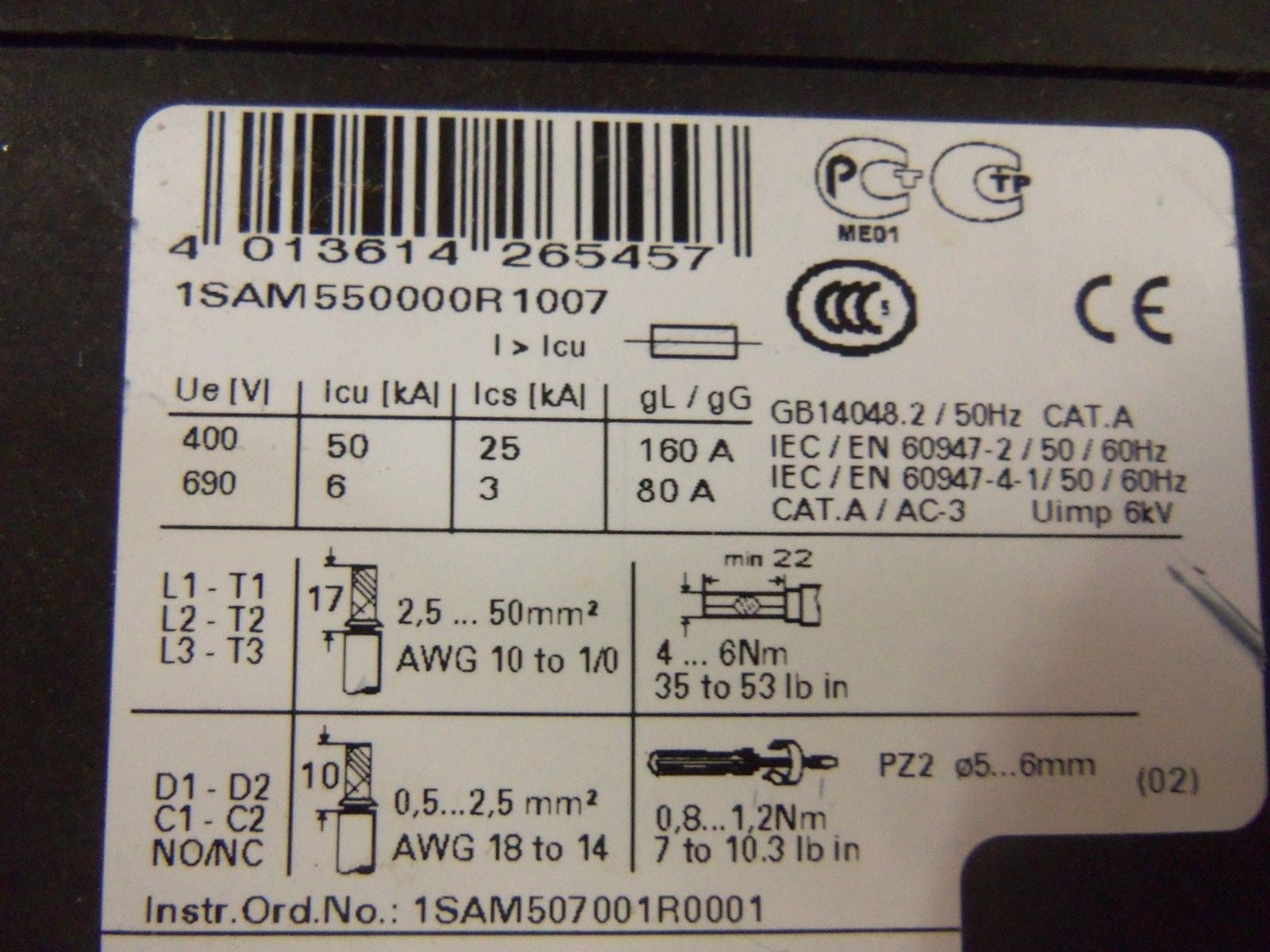 ABB 1SAM550000R1007 MOTOR STARTER *USED*