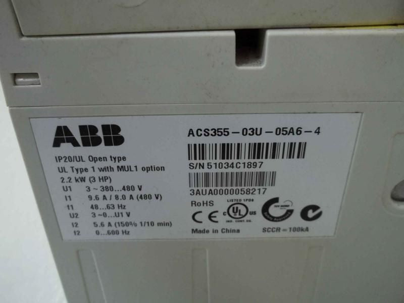 ABB ACS355-03U-05A6-4 AC DRIVE *USED*