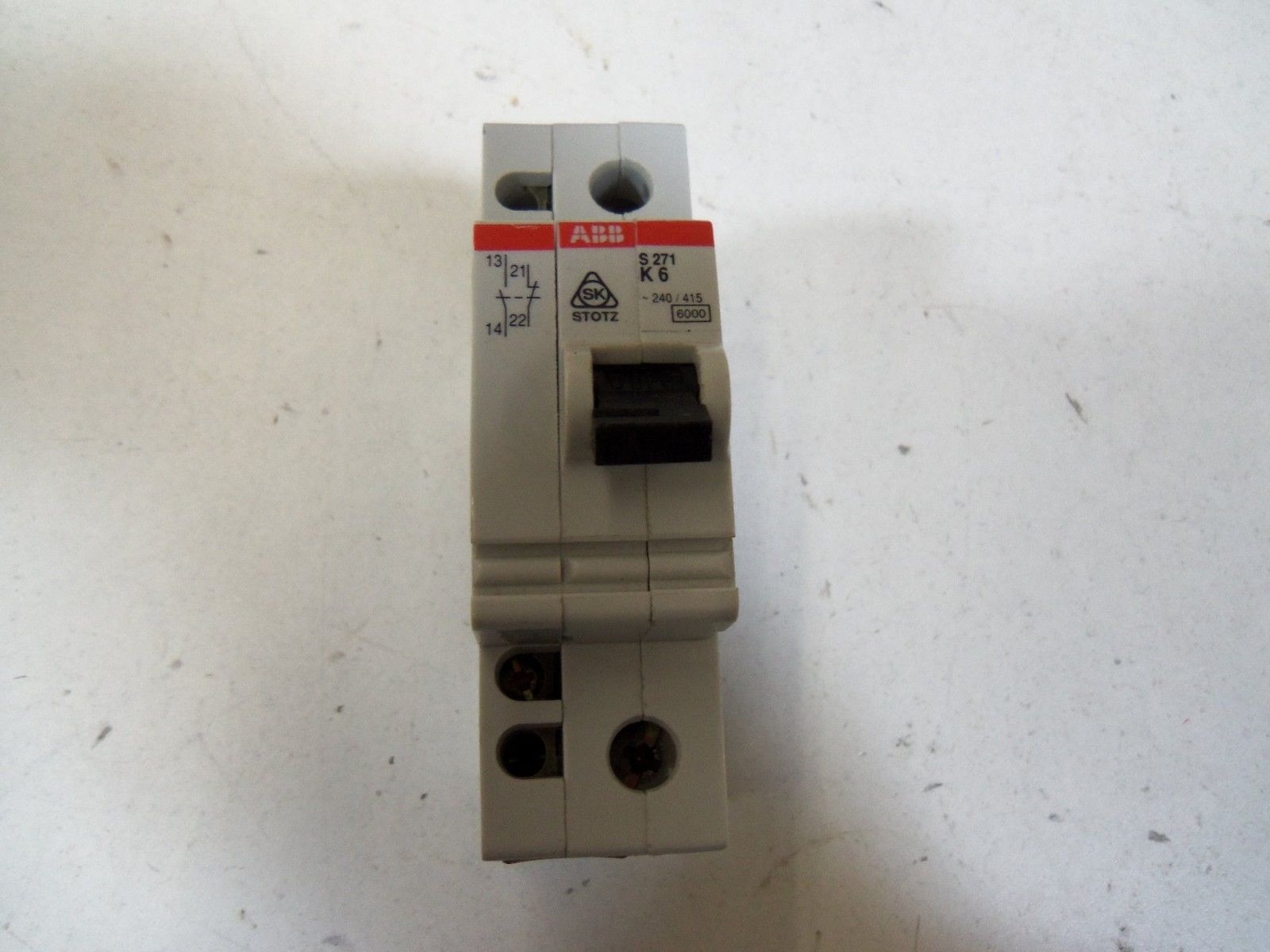 ABB S271-K6 CIRCUIT BREAKER 6A W/ S2-H AUXILIARY CONTACT *NEW NO BOX*