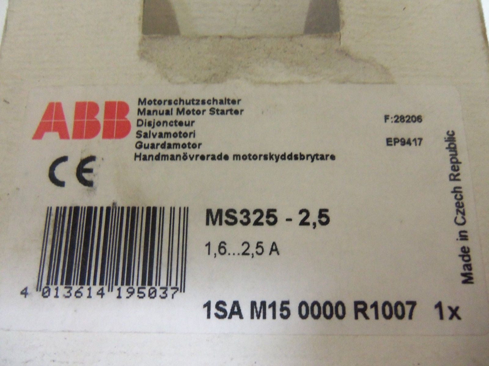 ABB MS325-2.5 MANUAL MOTOR STARTER *NEW IN BOX*