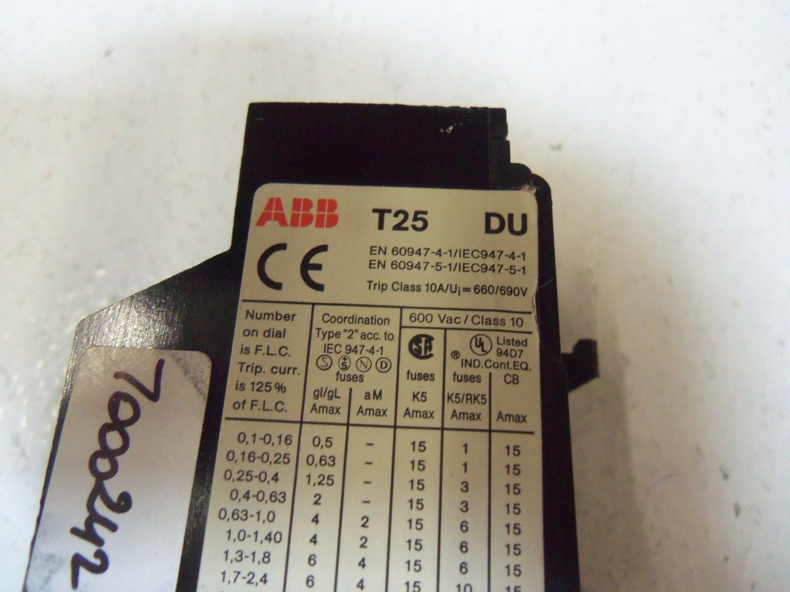 ABB OVERLOAD RELAY T25-DU 6-8,5 *USED*