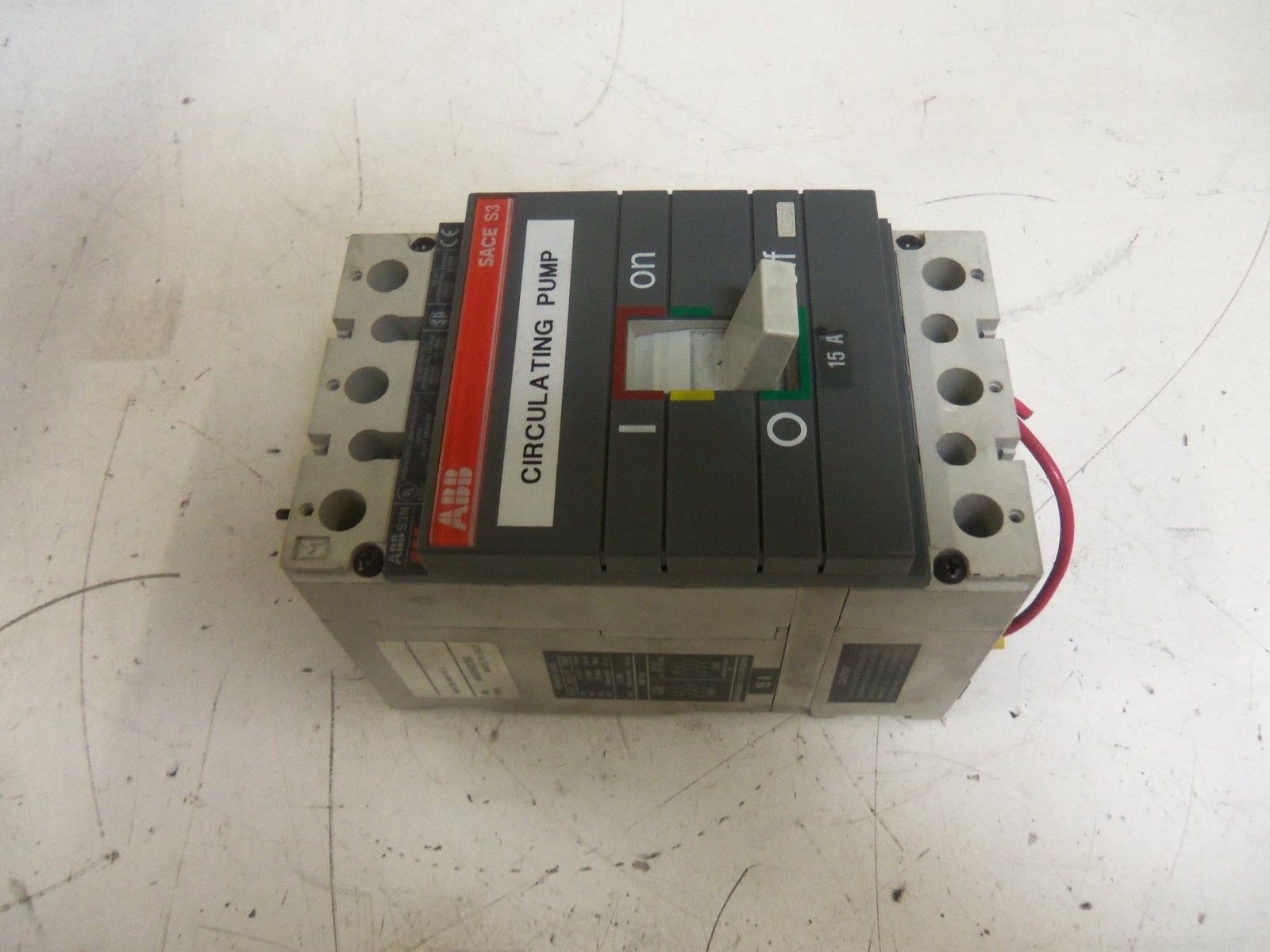 ABB SACE-S3 15A CIRCUIT BREAKER *USED*