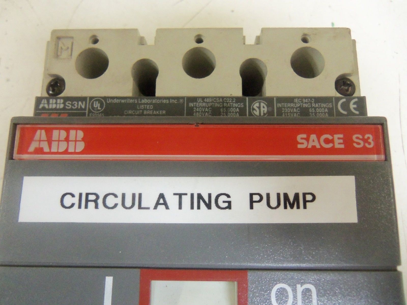 ABB SACE-S3 15A CIRCUIT BREAKER *USED*